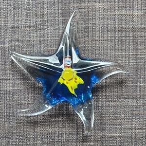 Blue and Yellow Glass Starfish Art Piece